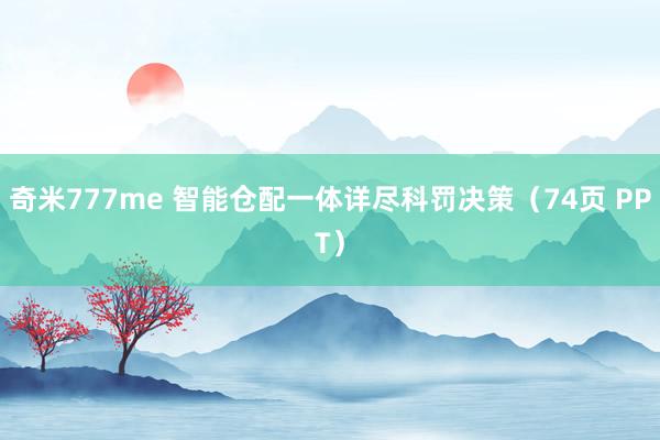 奇米777me 智能仓配一体详尽科罚决策（74页 PPT）