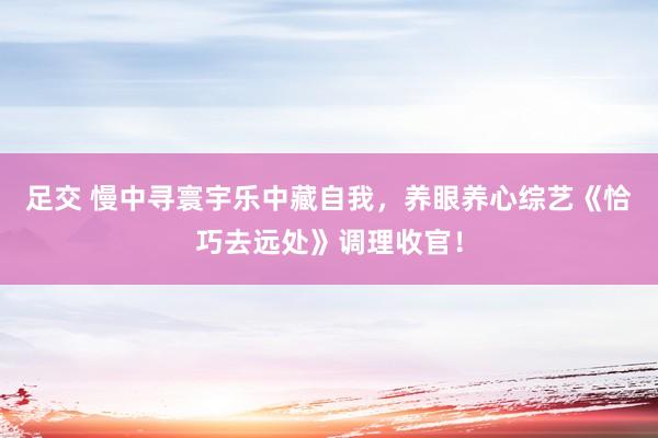 足交 慢中寻寰宇乐中藏自我，养眼养心综艺《恰巧去远处》调理收官！