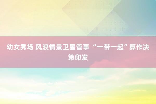 幼女秀场 风浪情景卫星管事 “一带一起”算作决策印发