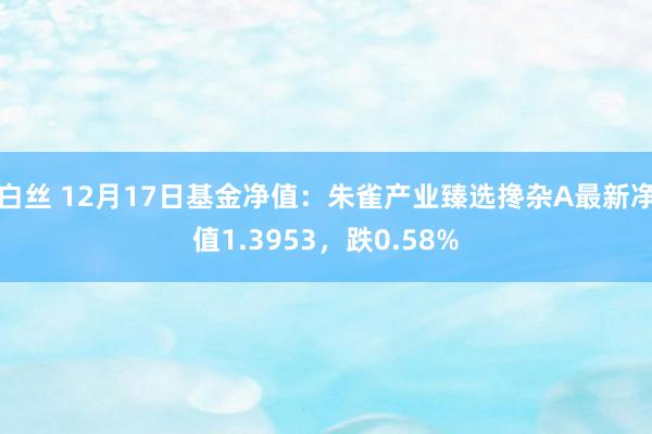 白丝 12月17日基金净值：朱雀产业臻选搀杂A最新净值1.3953，跌0.58%