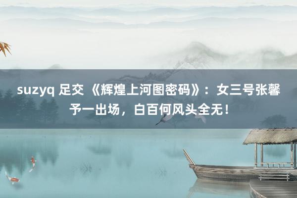 suzyq 足交 《辉煌上河图密码》：女三号张馨予一出场，白百何风头全无！