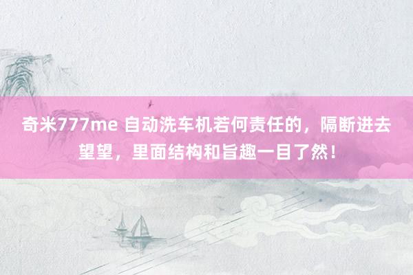 奇米777me 自动洗车机若何责任的，隔断进去望望，里面结构和旨趣一目了然！