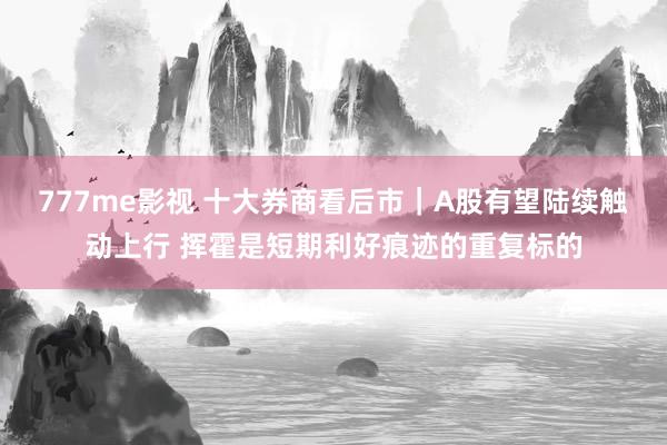 777me影视 十大券商看后市｜A股有望陆续触动上行 挥霍是短期利好痕迹的重复标的