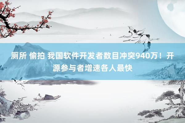 厕所 偷拍 我国软件开发者数目冲突940万！开源参与者增速各人最快