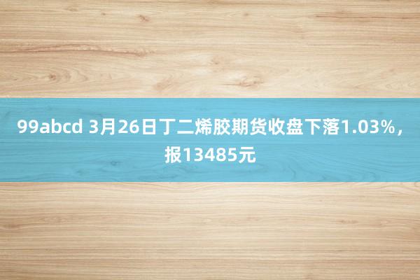 99abcd 3月26日丁二烯胶期货收盘下落1.03%，报13485元