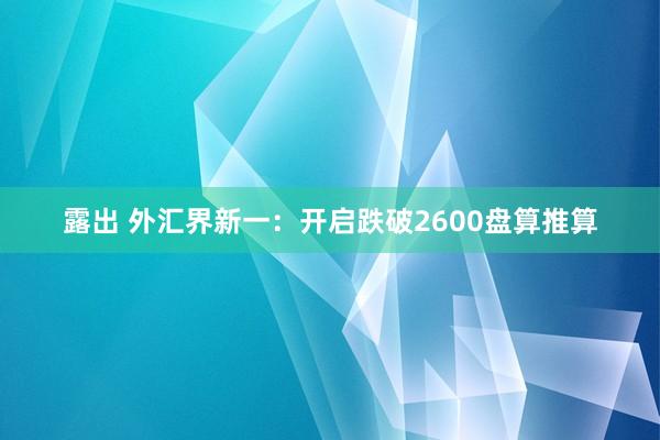 露出 外汇界新一：开启跌破2600盘算推算