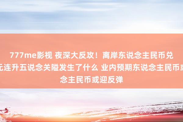 777me影视 夜深大反攻！离岸东说念主民币兑好意思元连升五说念关隘发生了什么 业内预期东说念主民币或迎反弹