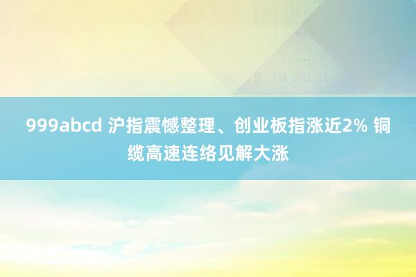 999abcd 沪指震憾整理、创业板指涨近2% 铜缆高速连络见解大涨