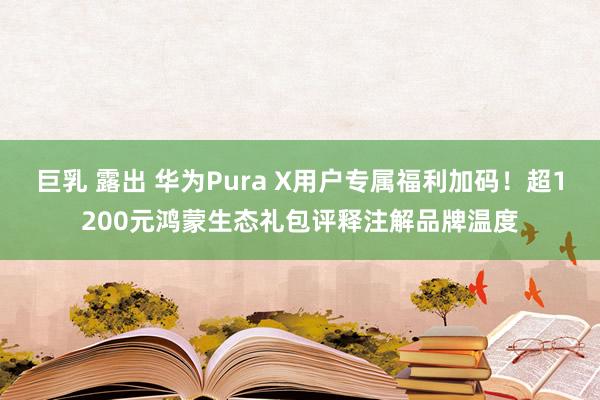 巨乳 露出 华为Pura X用户专属福利加码！超1200元鸿蒙生态礼包评释注解品牌温度