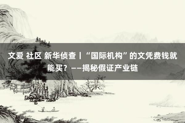 文爱 社区 新华侦查丨“国际机构”的文凭费钱就能买？——揭秘假证产业链
