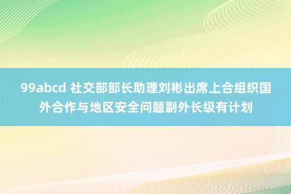 99abcd 社交部部长助理刘彬出席上合组织国外合作与地区安全问题副外长级有计划