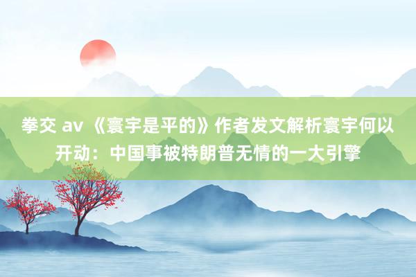 拳交 av 《寰宇是平的》作者发文解析寰宇何以开动：中国事被特朗普无情的一大引擎
