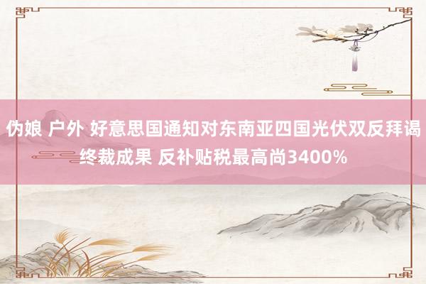伪娘 户外 好意思国通知对东南亚四国光伏双反拜谒终裁成果 反补贴税最高尚3400%