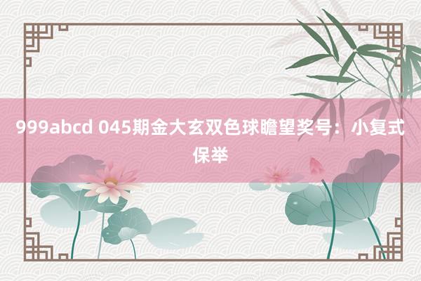 999abcd 045期金大玄双色球瞻望奖号：小复式保举